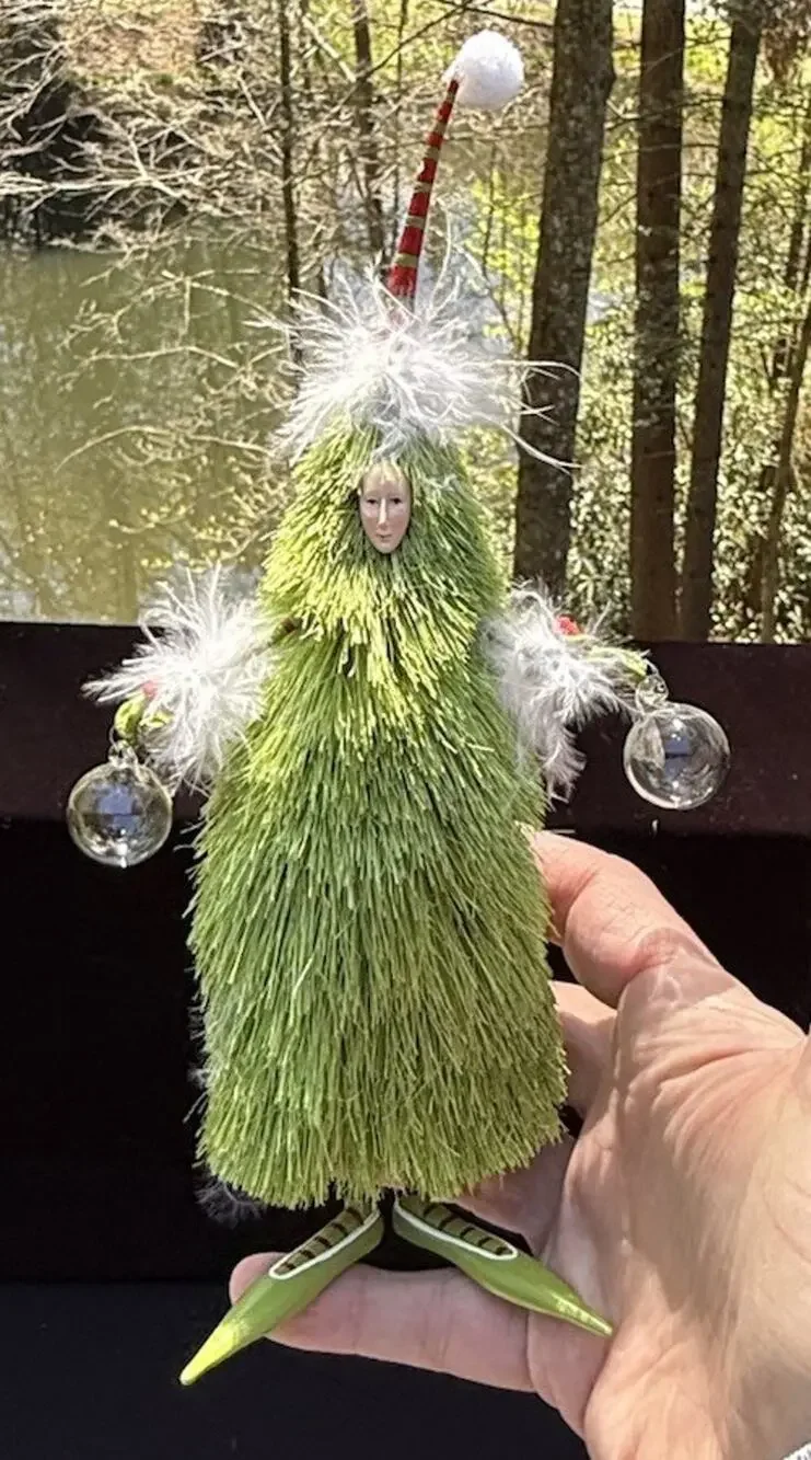 Dept 56 Krinkles Rare Sisal Tree Figure With Globes 9” Tall EUC -K1